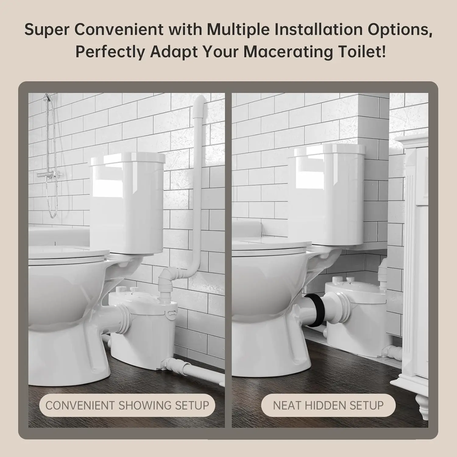 600w Macerating Toilet System, Silent & Powerful Upflush Toilet For Basement, Upflow Toilet Included Macerator Pump With Ac 6