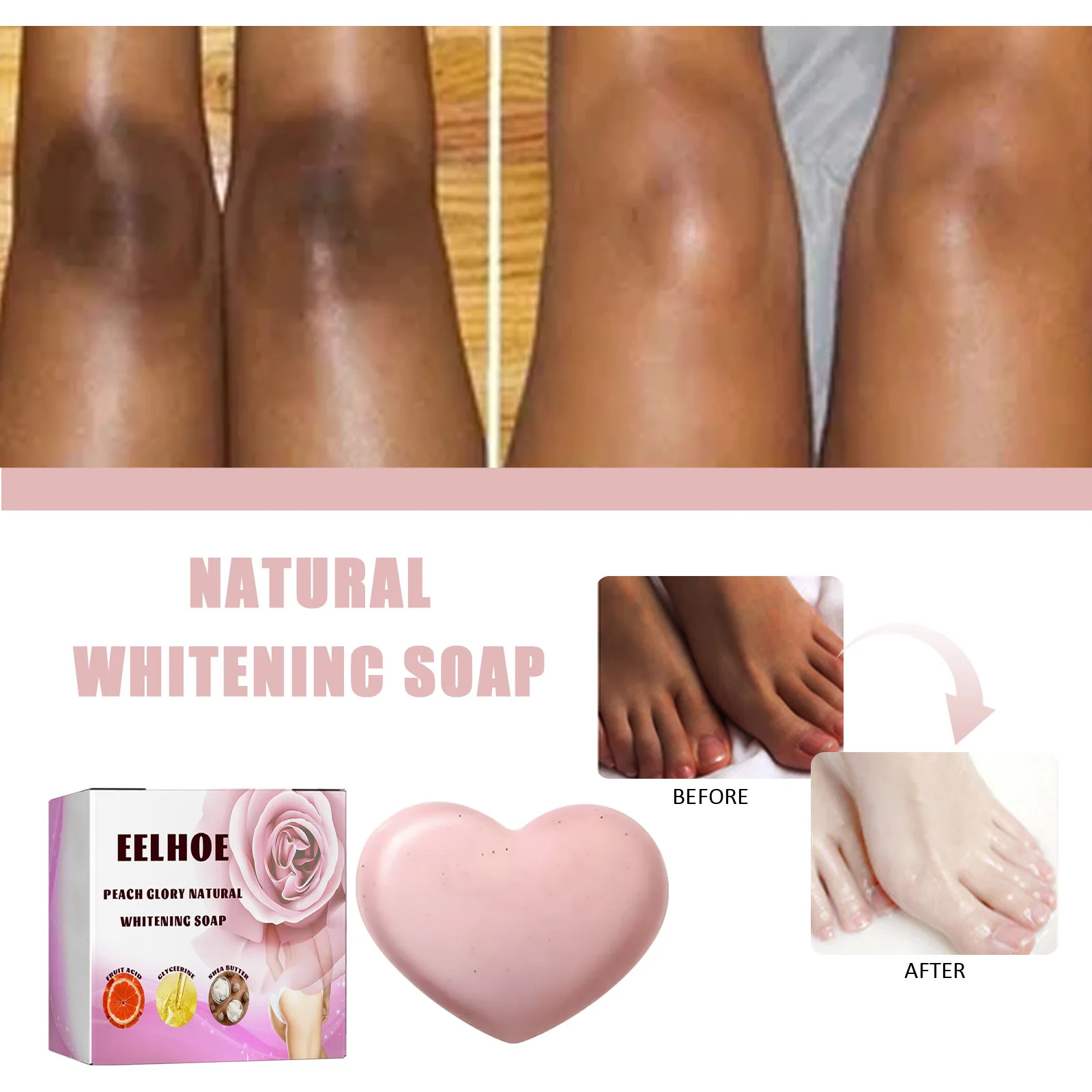 80g Rapid Skin Bleaching Cream Soap Peach Scented Feminine Intimate Parts Wash Whitening Body