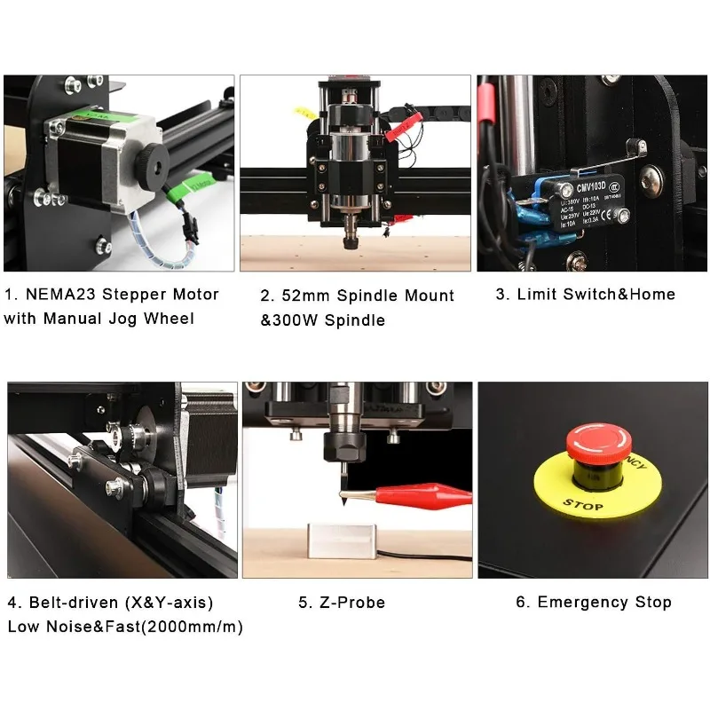 FoxAlien CNC Router Machine 4040-XE,300W Spindle 3-Axis Engraving Milling Machine Wood Metal Acrylic MDF Nylon Carving Cutting 5