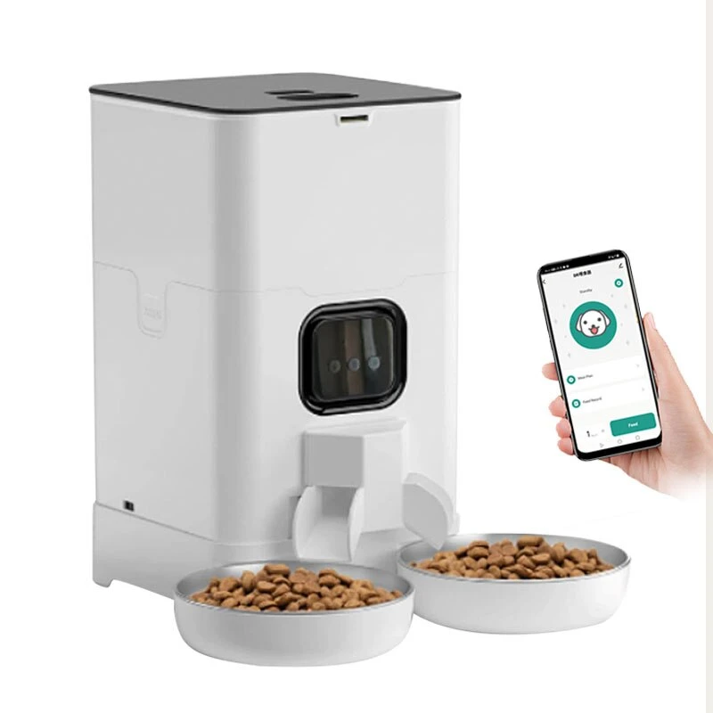 6l Automatic Pet Feeder For Cats Wifi Smart Stainless Steel Tow Bowl Dog Feeder Large Capacity