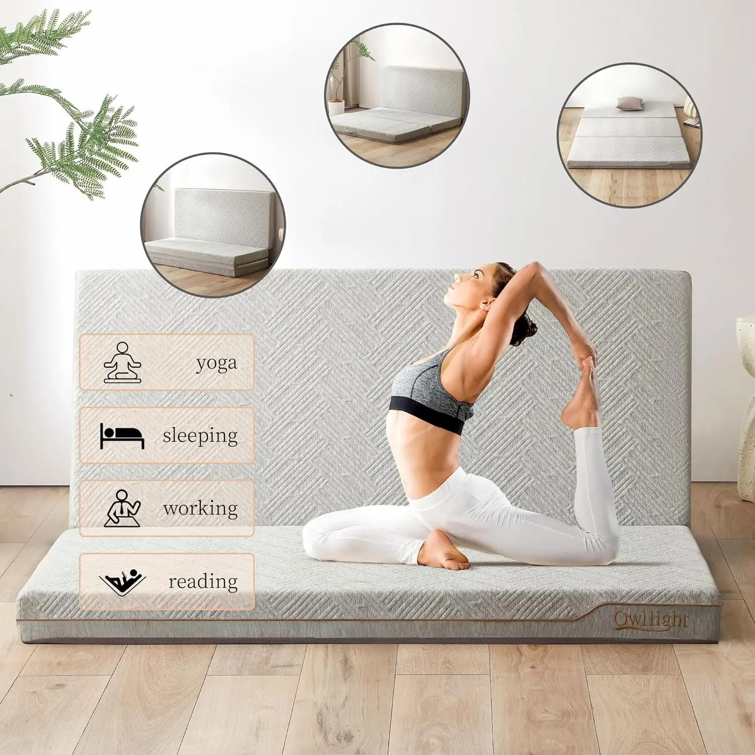 Tri-Fold Mattress. 4" Memory Foam. Washable Cover. Foldable. Medium Firm. Suitable for Floor, Couch, RV. Twin Size