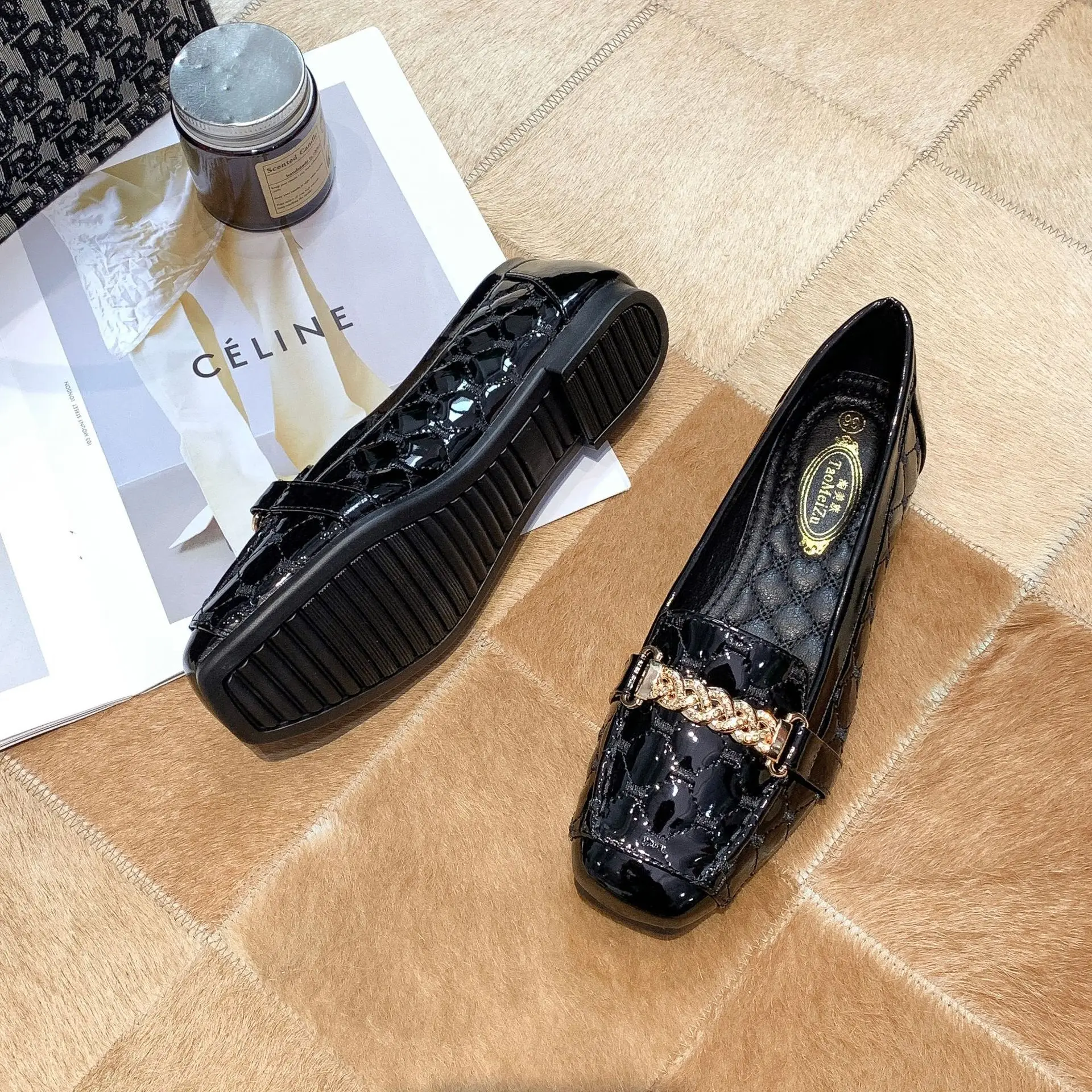New Women Flat Shoes 2023 Casual Fashion Slip-on Ballerina Woman Flats Patent Leather Loafers Ladies Spring Autumn Lady Footwear 5