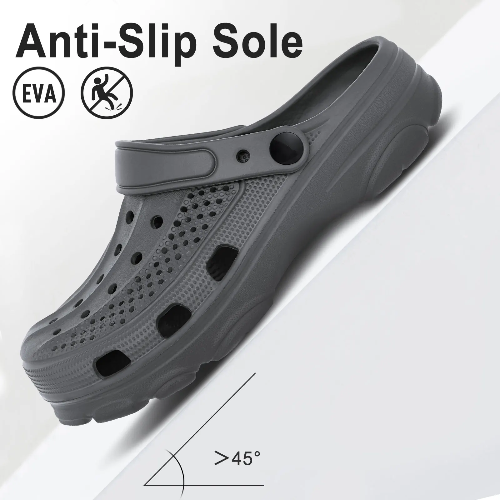 Bebealy Men Hole Clogs Slippers Men Garden Shoes For Men Arch Support Slides Summer Fashion Beach Slippers Non-slip EVA Slippers 5