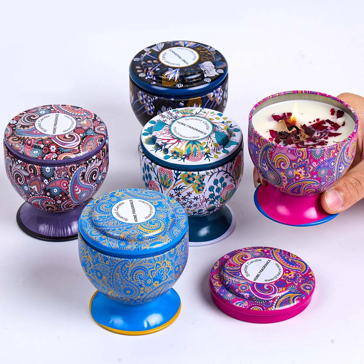Elegant Floral Scented Candle Box - Rose & Lavender Fragrance