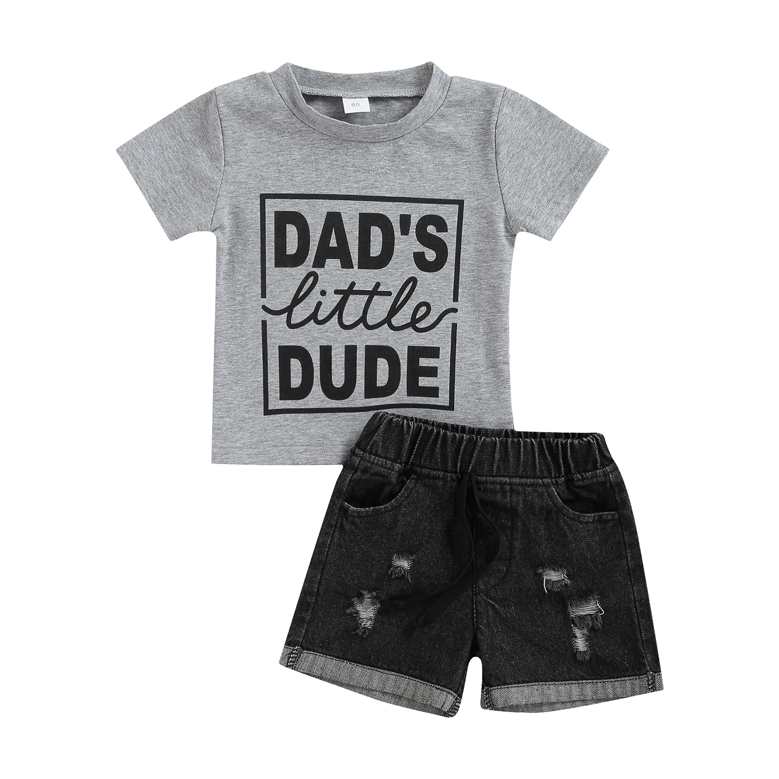 024m Summer Infant Baby Boys Pants Suit Grey Letters Print Tshirt And