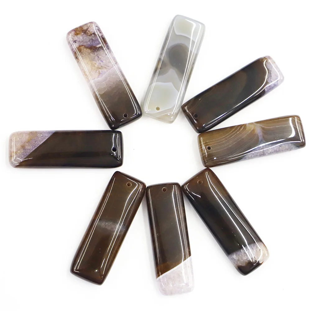 

4pcs/lot New Natural Stone Yellow Agate Long Square Pendants Necklaces Rectangle Reiki Charms Diy Jewelry Accessories Wholesale
