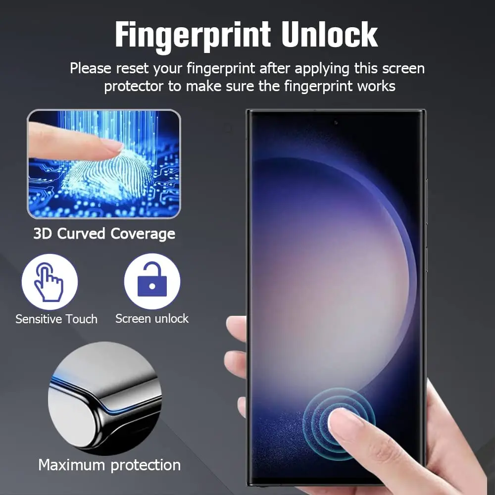 Verre trempé 3D pour Samsung Galaxy S23 Ultra TM Concept - FingerPrint