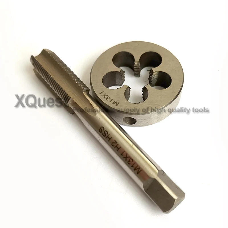 HSS 미터법 왼나사 탭 앤 다이 세트 2 개, M13 M13X1 LH 가는 나사산 플러그 탭 라운드 다이 M13X0.5