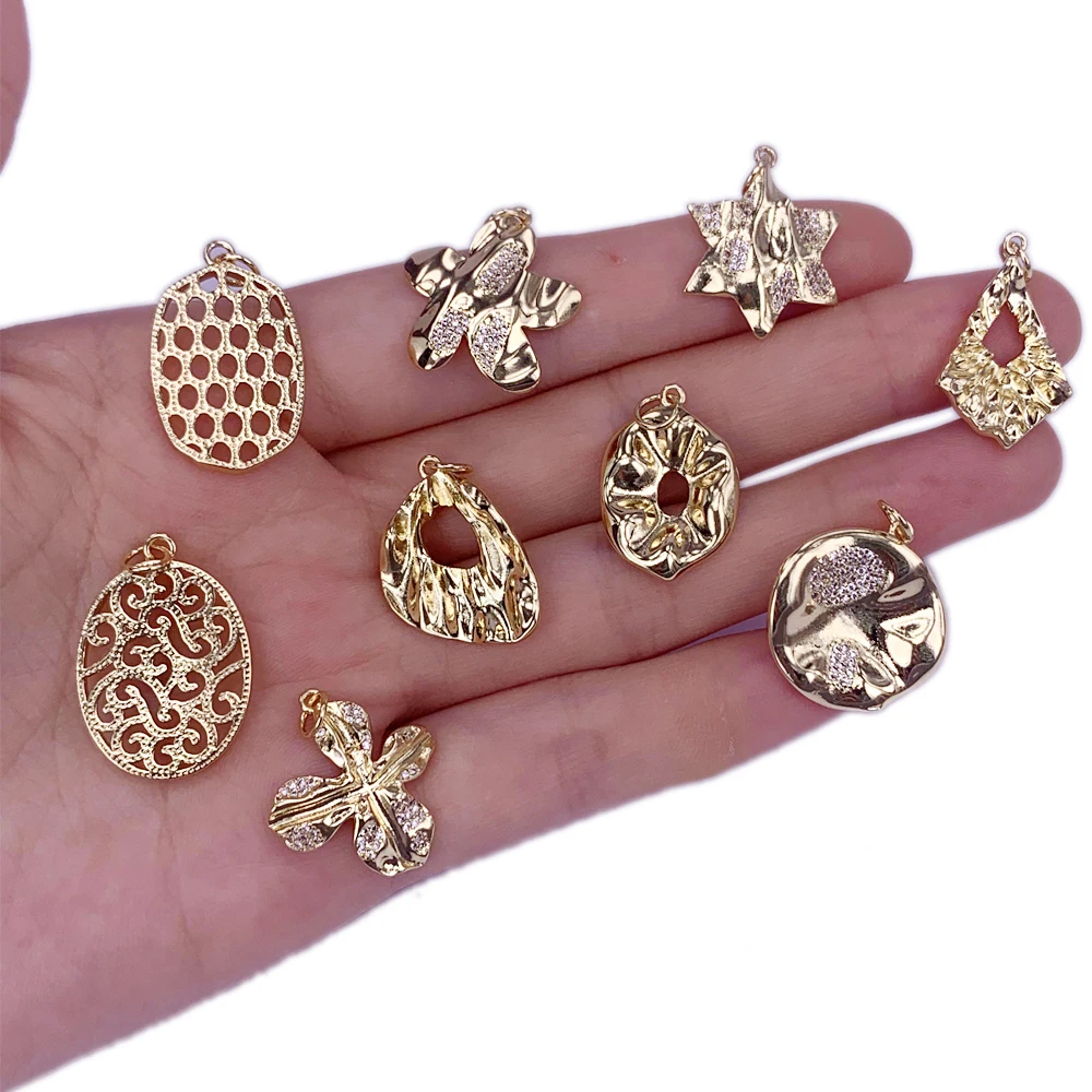 

Vintage Geometry Round Star Irregular Hollow Out Pendant Copper Gold Plated Necklace Bracelet Accessories For Women Men Jewelry