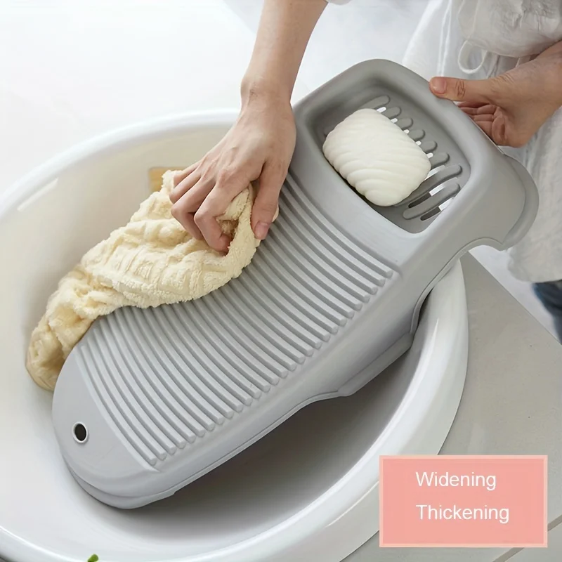 1pc Creative Plastic Thickened Old-fashioned Mini Washboard laundry board With Soap Dish-Perfect For Household Laundry!