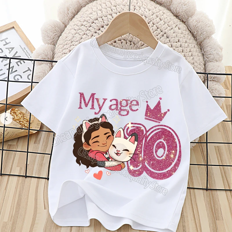 thumbnail image 1 of Gabbys camiseta de casas de muñecas para niños, ropa con números de feliz cumpleaños, camisetas cortas de verano, ropa para niños, regalo de fiesta, 1 of 5