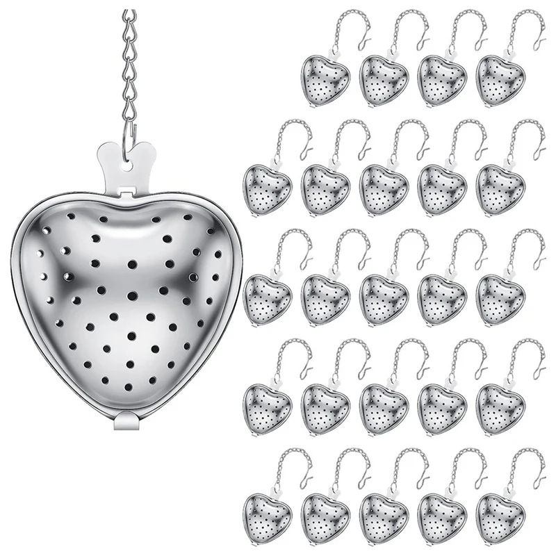 

25Pcs Tea Strainer Stainless Steel Tea Ball Infuser Loose,Extended Chain Hook For Seasonings Cup Bottle Party Favors