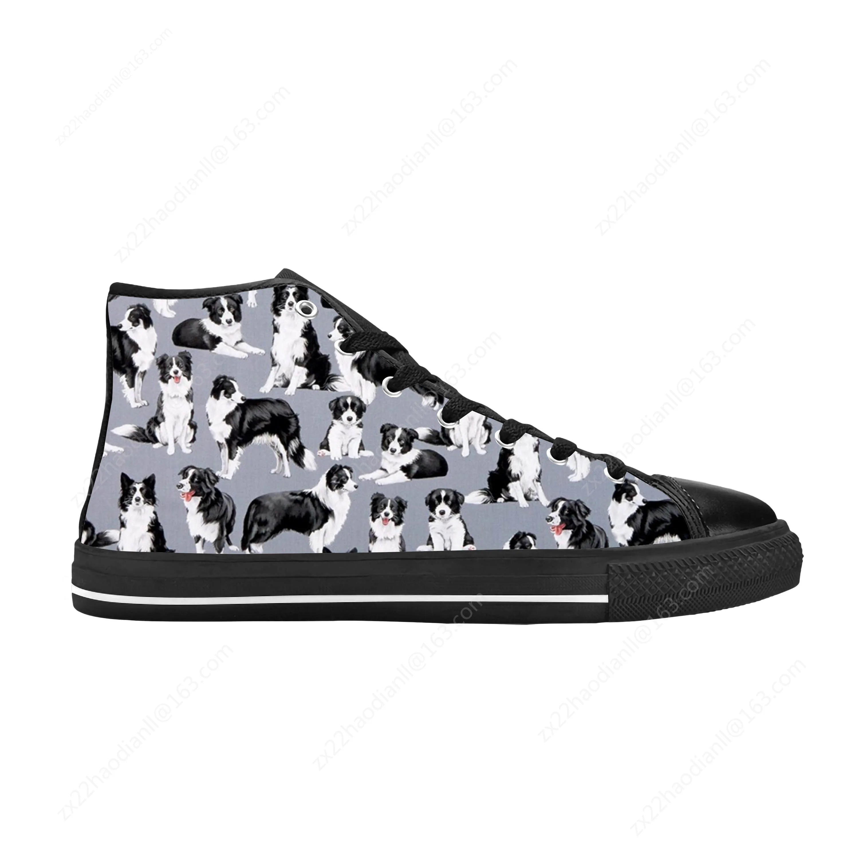 Border Collie Collies Dog Animal Pattern Cartoon Casual Cloth Shoes High Top Comfortable Breathable 3D Print Men Women Sneakers