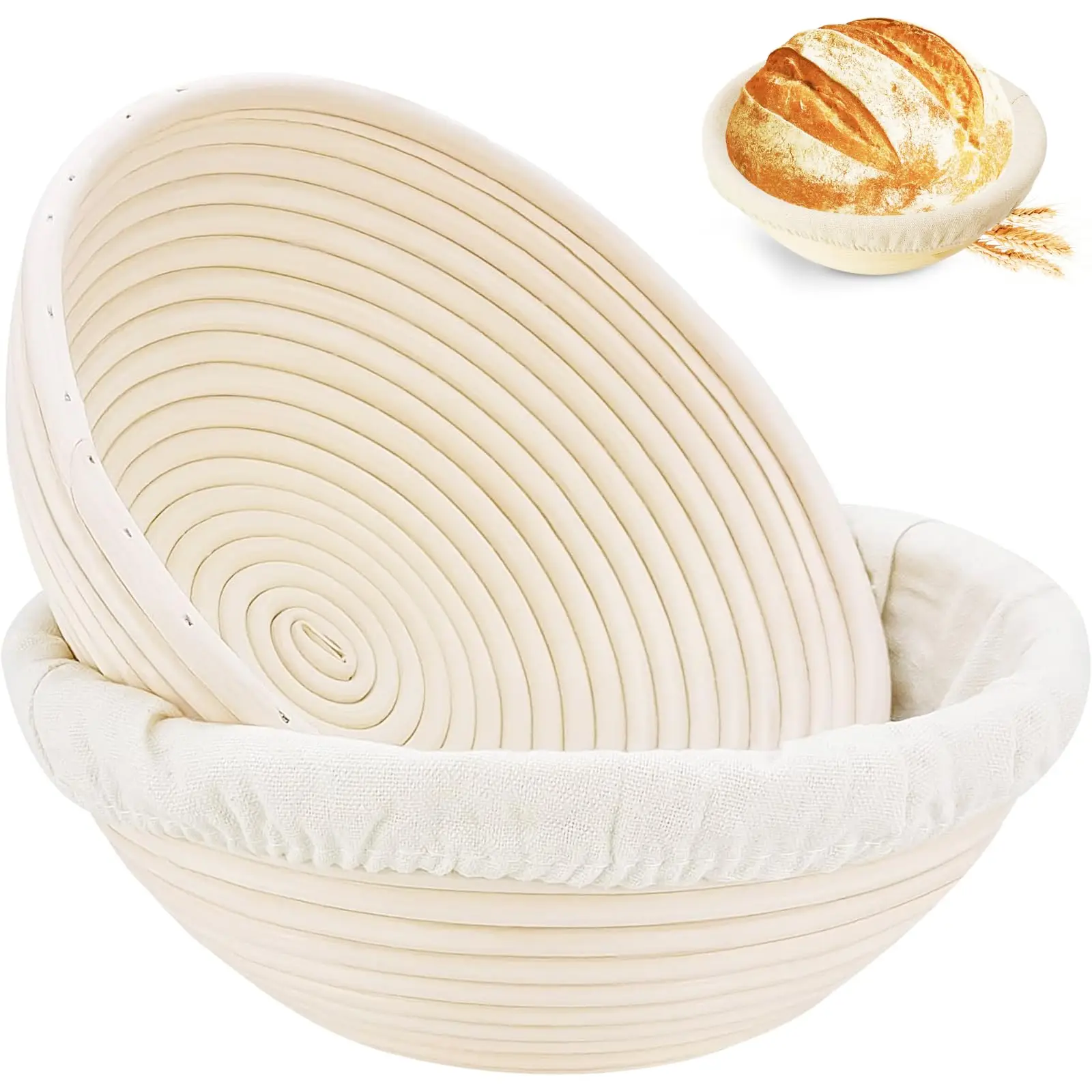Description Picture 2 of itemHandmade Rattan Bread Proofing Basket 9inch Natural Oval Baking Wicker Dough Fermentation Sourdough Banneton Bread Basket