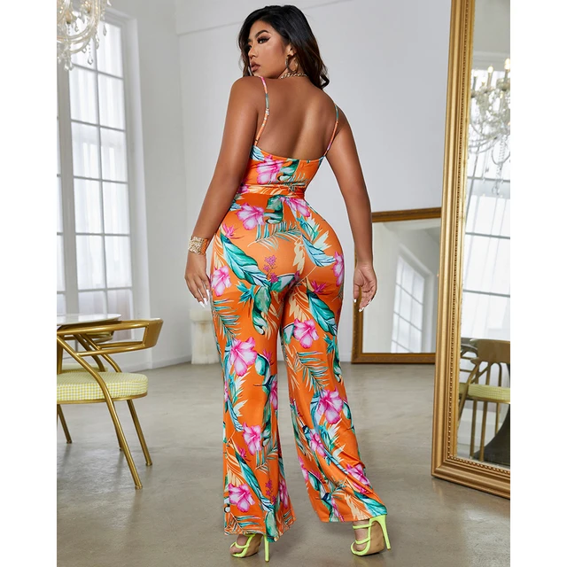 Chic Me Women Tropical Print Twist Design Belted Open Back Sexy Bodycon  Long Jumpsuit One Piece Suit Casual Clothes 2022 Summer - Jumpsuits -  AliExpress