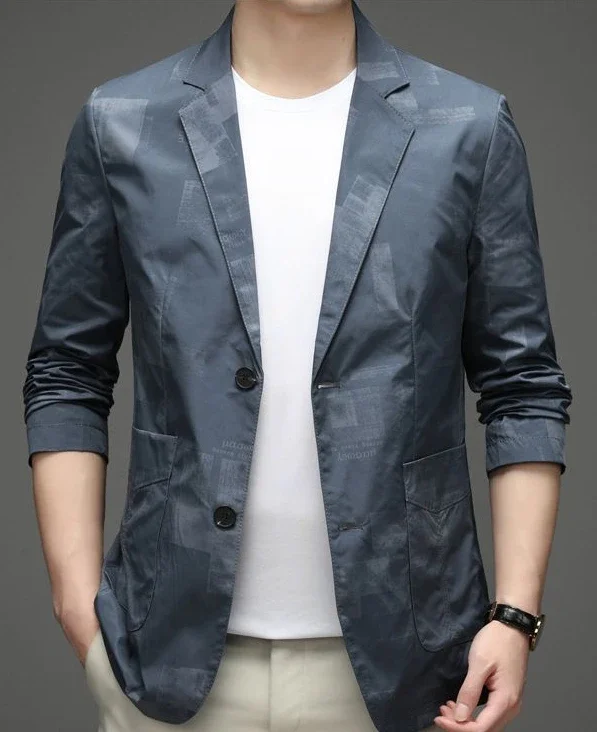 Description Picture 4 of itemBlack Jacket for Men Single Breasted Man Suits and Blazers Thin Slim Fit Coats Summer Luxury Designer Clothing Classic Simple