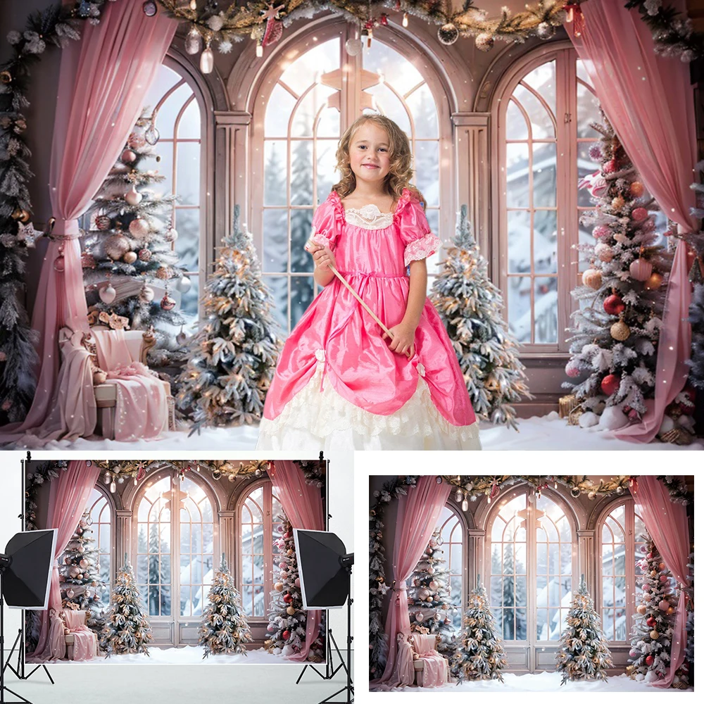 Merry Christmas Backdrop Xmas Tree Fireplace Gift Window Family Baby Portrait Photography Background Party Decor Photo Studio photo backdrop,photo wallpaper,party decoration covers