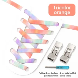 Vibrant Rainbow No - Tie Elastic Shoelaces (Tricolor orange)