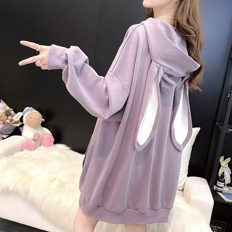 

Autumn Winter Hoodie Women Hoodies Kawaii Rabbit Ears Korean Hoody Casual Solid Pullovers Sweatshirt Y2k Clothing Ropa De Mujer