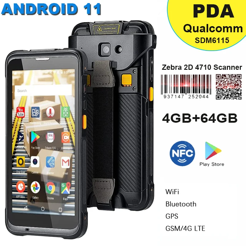 

Портативный компьютер на базе Android 11, сканер штрих-кодов SE4710, 4 + 64 ГБ