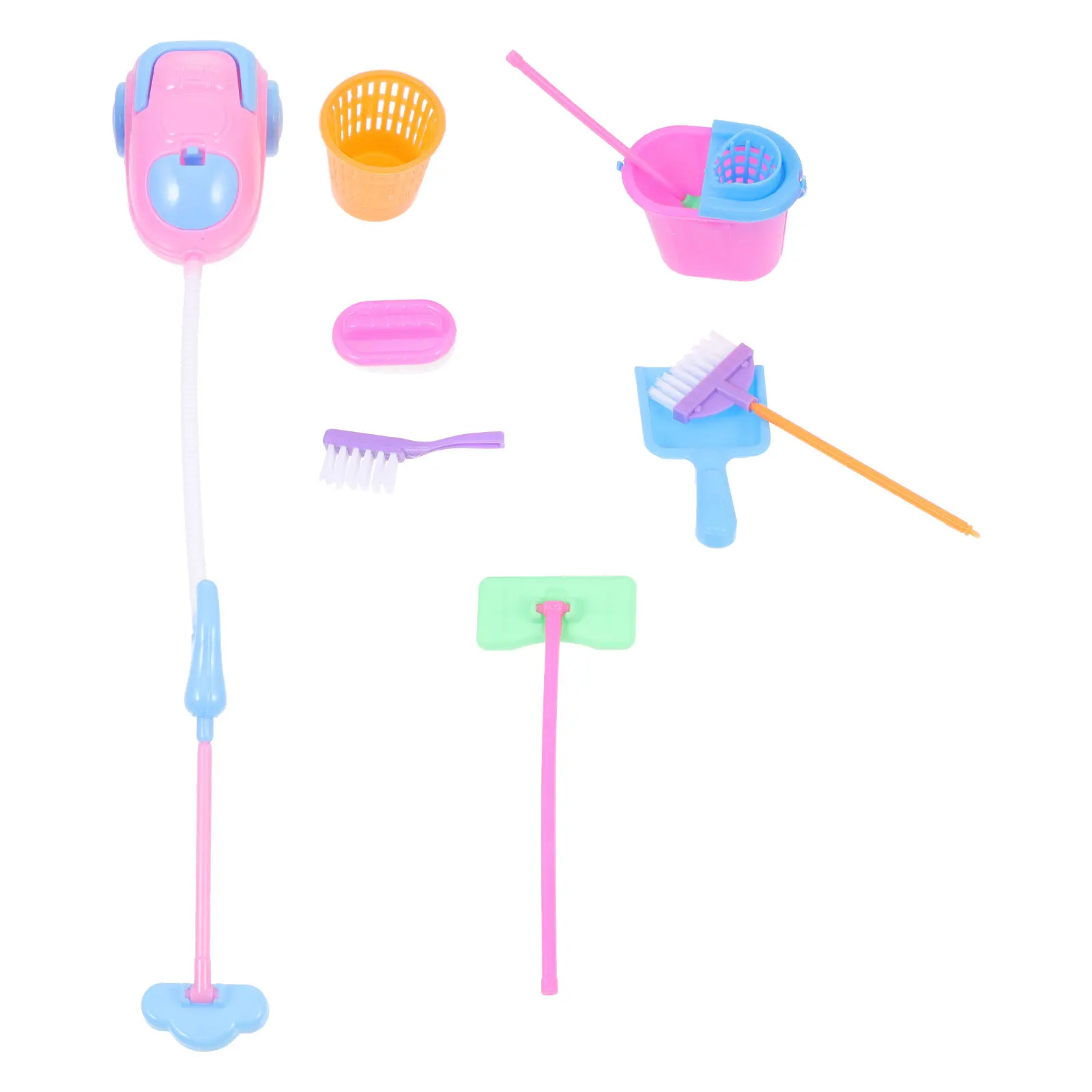 9Pcs 미니 하우스 청소 장난감 어린이 교육 세트 내구성 ABS 소재  소년 소녀 유치원을위한 안전