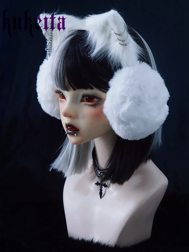 Harajuku Y2k Punk Plush Cat Ear Warm Earmuffs Gothic Women Lolita Warmer Winter Ear Cover Foldable Headband Accessories