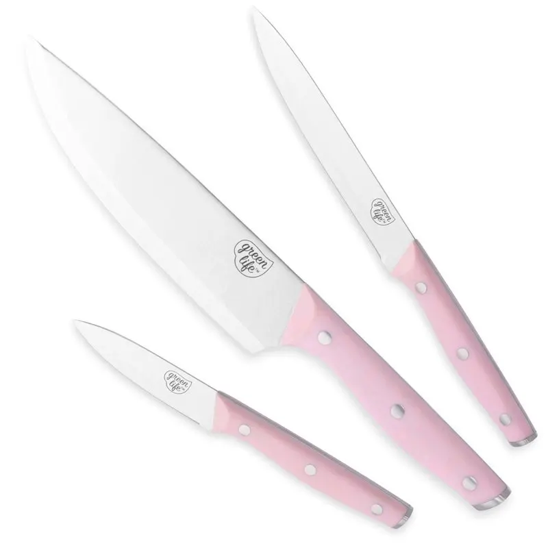 

Cutlery Stainless Steel Knife Set, 3 Piece, Pink