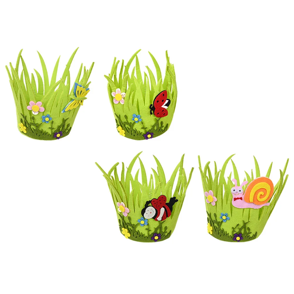 

4Pcs Easter Basket Lovely Easter Festival Decorative Non Woven Fabric Basket
