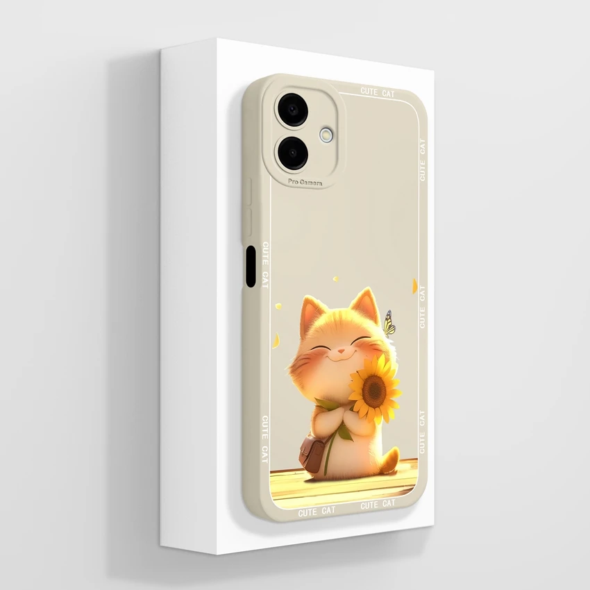 Cartoon Cat Pattern Transparent Silicone Anti-Slip Bumper Phone Case