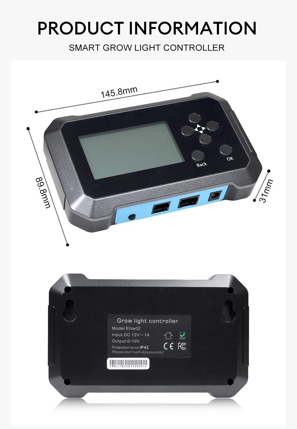 2-Kanal-LED-Wachstumslicht-Controller, intelligente 0–10 V RJ14 RJ 45, Fernbedienung, Zeit, konstante Temperaturregelung für die Serie – Detail 9