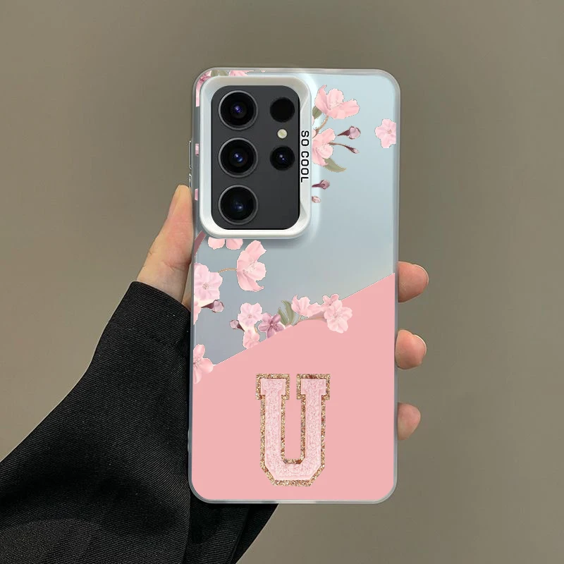 Silver IMD Cover with Pink U and Floral Design