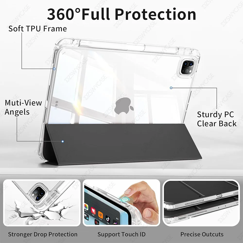 Sleek Protective Tablet Case with Pencil Holder and Auto Sleep/Wake Function