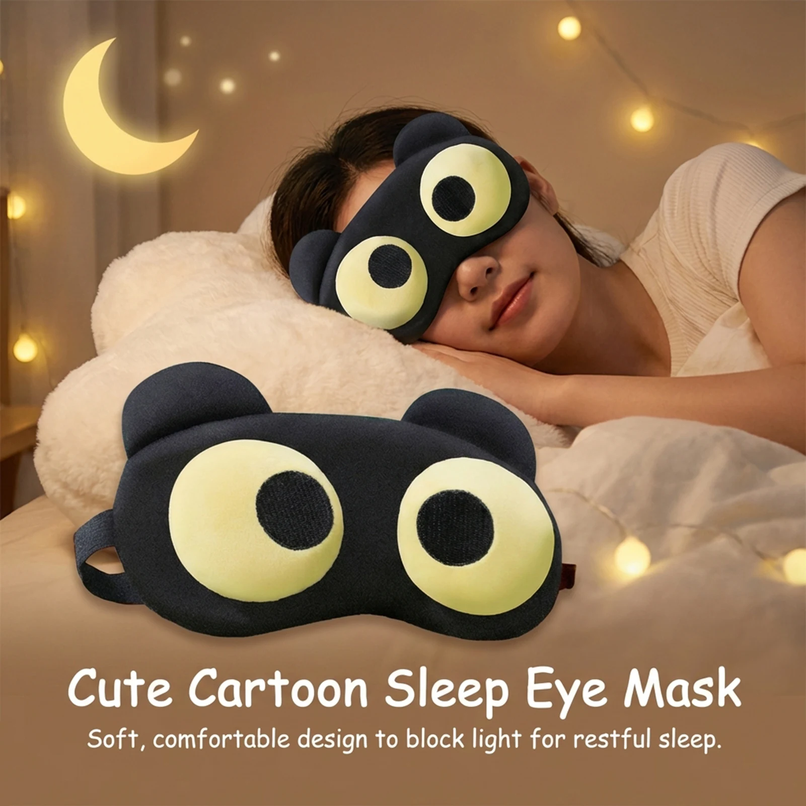 Plush Memory Foam Light-Blocking Eye Mask – Adorable Design for Relaxation and Comfort