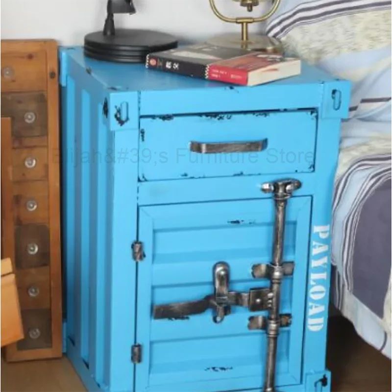레트로 다리미 침대 옆 테이블 침실 나이트 스탠드 캐비닛 보관함, 사물함, 가정 호텔 바 가구, 미국 산업 스타일