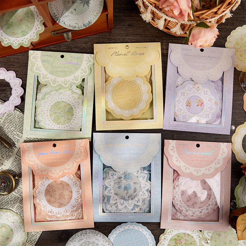 6 Sheet Vintage lace material paper Scrapbooking Creativity Decorative Adhesive Diy Diary Album Scrapbooking material