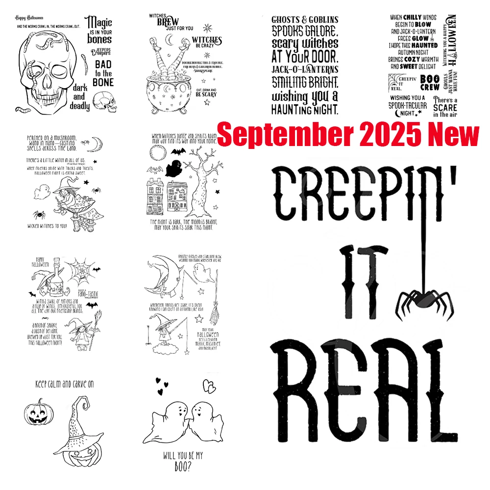 2025 September New Little Witch Spookyville Transparent Stamps for DIY Scrapbooking Handmade Photo Album Decoration Halloween