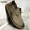 Khaki Leather Soft-Soled Cowhide Casual Shoes for Men Vintage British Handmade Cowhide Soled Men's Driving Leather Shoes 5