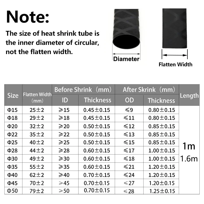 Rutschfester Schrumpfschlauch Durchmesser 15 18 20 22 25 28 30 35 40 45 50mm Angelruten-Griff Isoliert Wasserdicht Schlägergriff 1 Stück – Detail 2