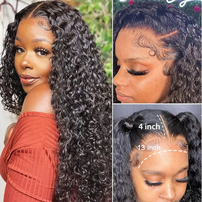 250 Density Deep Wave Wig Human Hair Brazilian Transparent 13x6 Hd Lace Frontal Wig 30 36 40 Inch 360 Full Curly Wigs For Women 4