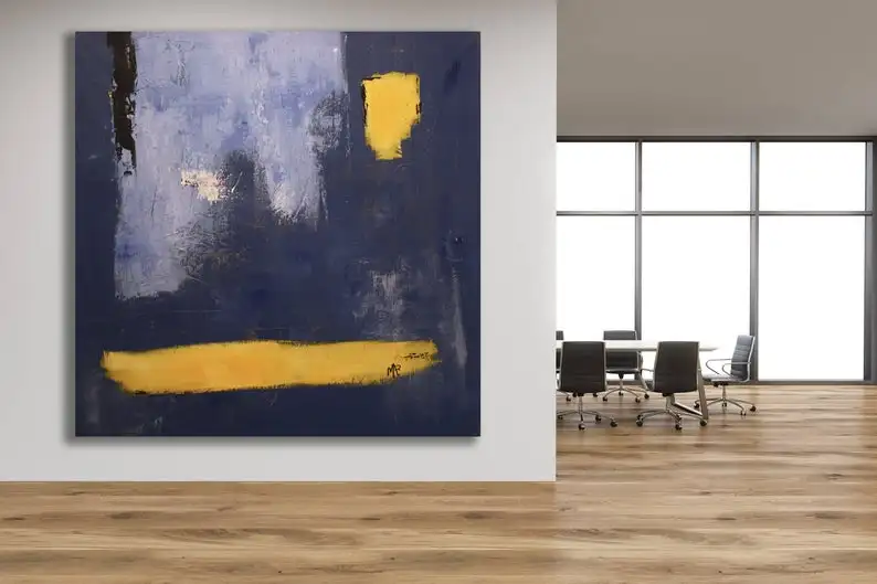 Titolo Tamarindo Blue Abstract Painting Large Blue Painting Blue And Yellow Painting Blue And Yellow Abstract Artabstract Oil