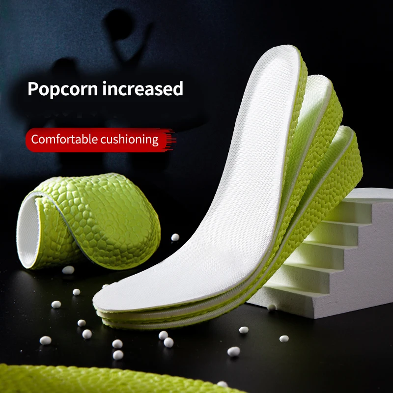 

1.5-3.5cm Invisible Height Increase Insoles Green Memory Foam Shoes Sole Pad Breathable Comfortable for Men Women Feet Care