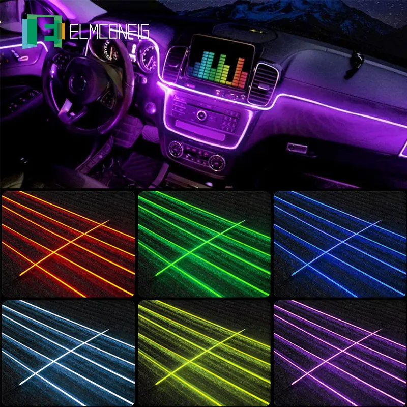 

Universal 18 In 1 LED Car Ambient Lights RBG 64 Color Interior Acrylic Strip Light Guide Fiber Optic Decoration Atmosphere Lamp