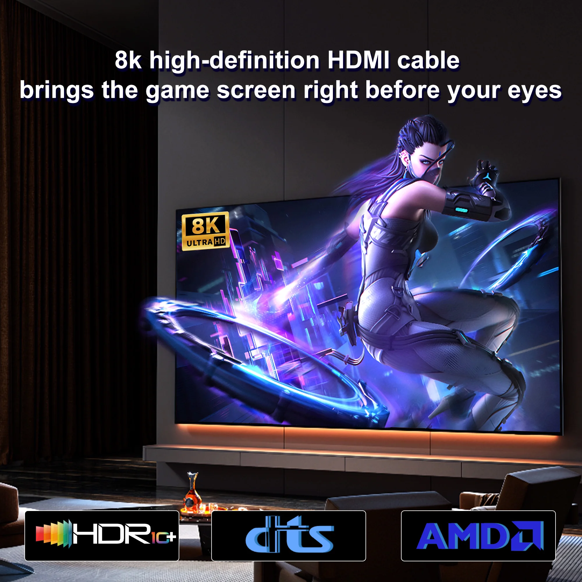 Ultra High-Speed 8K HDMI 2.1 Extension Cable with Dynamic HDR Support