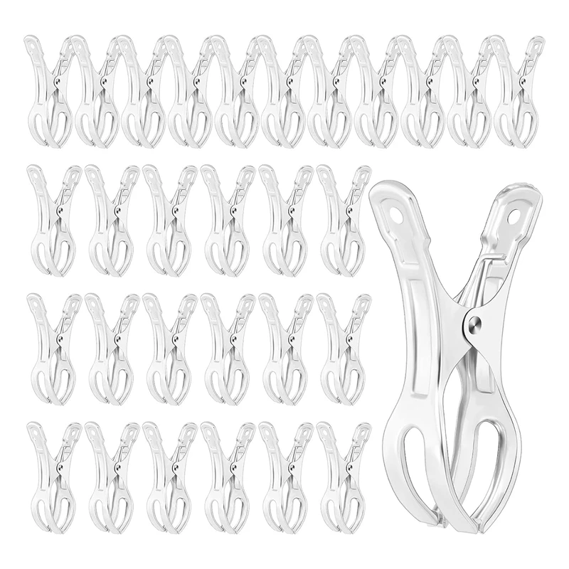 

30 Pcs 4.5 Inch Stainless Steel Pool Cover Clips Pool Cover Clamps Jumbo Metal Swimming Pool Winter Cover Clips Easy To Use