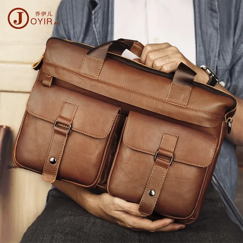 

Computer Handbag Vintage Genuine Leather Crossbody Shoulder Bag Men's Briefcase Business Case