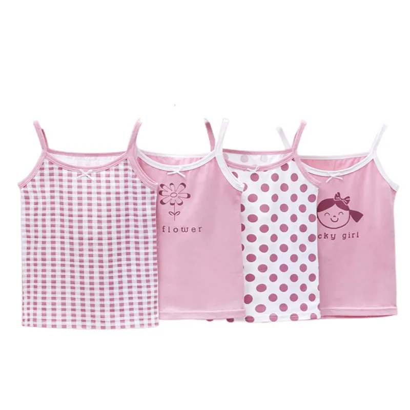 Girls Tank Tops 3pcs Children Undershirt Girls Cute Design Singlet Cotton Underwear Tank Soft Breathable Tank Tops for Baby Girl Size 110-150 girls tank tops