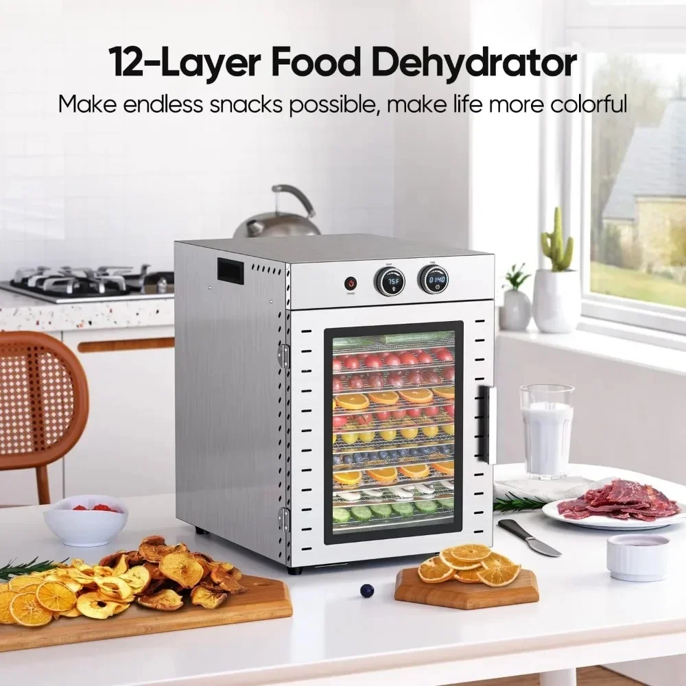 New 12 Layer Dryer Fruit Machine Dehydrator Household Double Knob Timing Suitable For Food And Dried Meat Fruits And Vegetables
