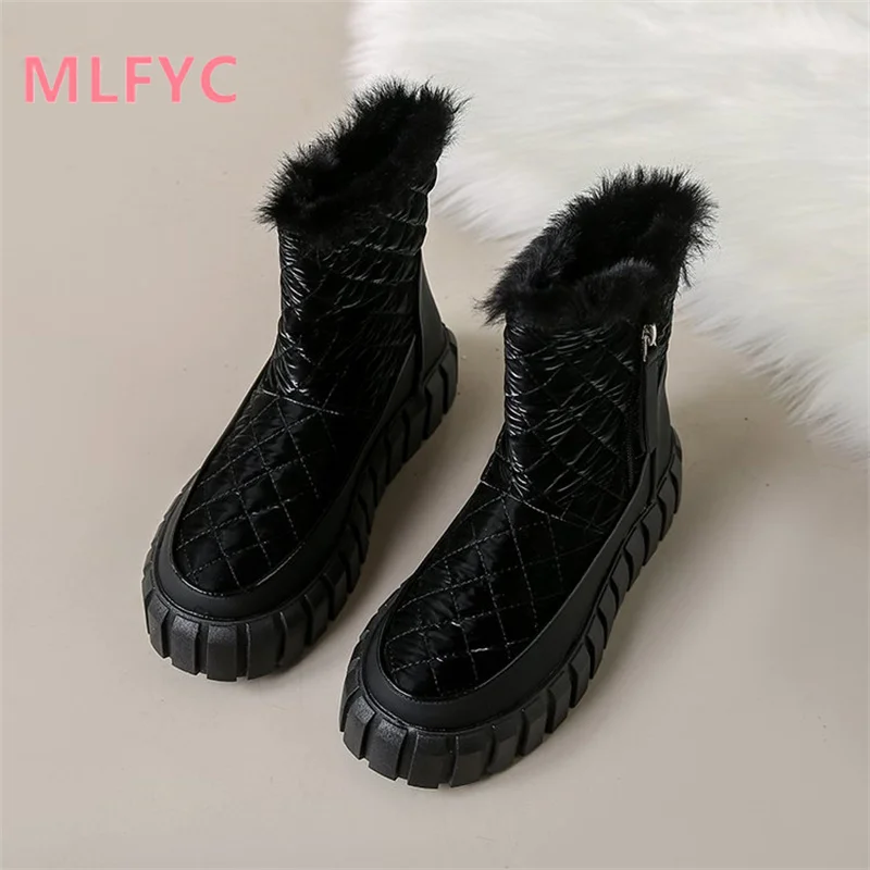 Large Size Snow Boots for Women 2023 Winter New Plush and Thick Sponge Sole Fashion Boots for Outdoor Cotton Shoes for Mujer