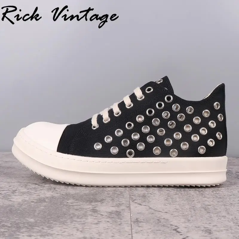 

Текстильные кроссовки с винтажными заклепками Rick, мужские повседневные кроссовки, Брендовая женская обувь с низким верхом для ходьбы, модная мужская обувь
