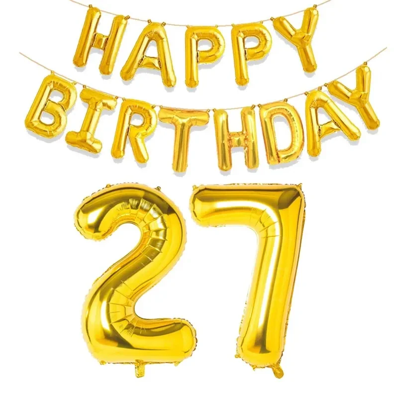 15 Stück Goldene Happy Birthday 30-Zoll Zahlen-Folienballons Kinder Erwachsene Partydekoration Junge Mädchen 10 18 20 25 30 35 40 50 60 Jahre Alt – Detail 19